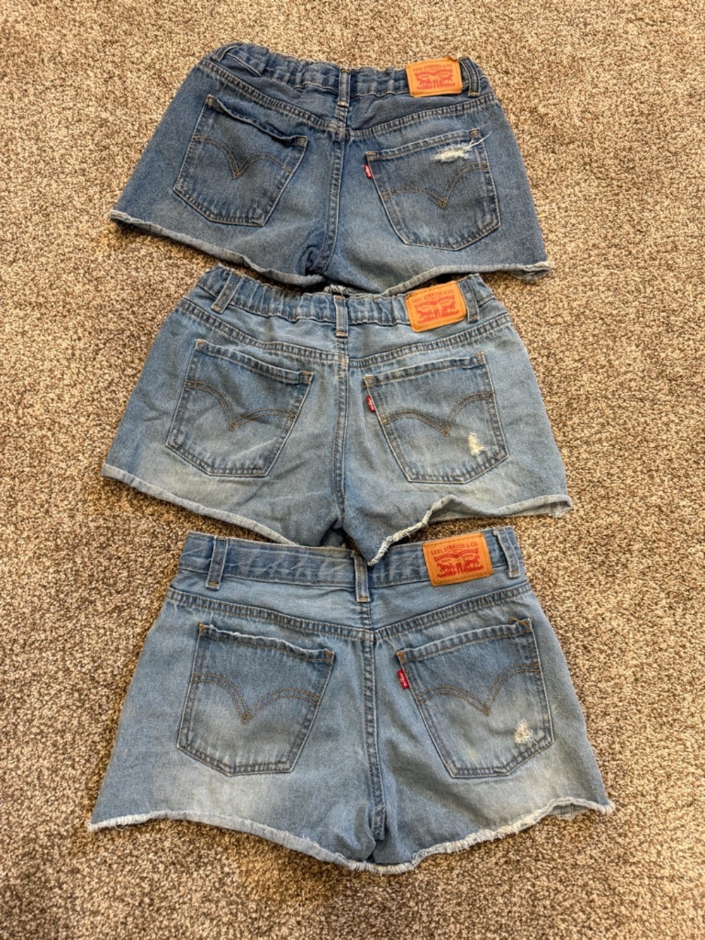 Levi's Light Blue Denim Cutoff Shorts Trio Girls Sz 16 - Adorable!